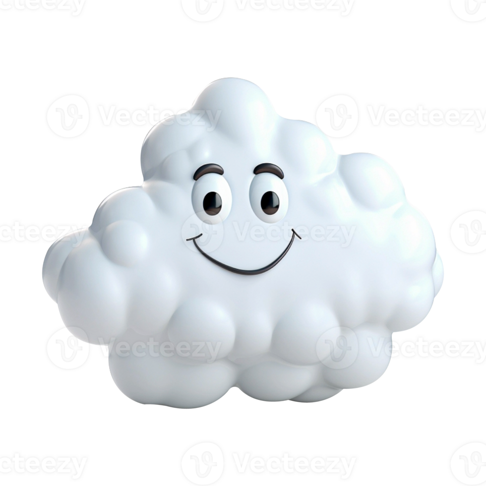 AI generated 3d cloud computing concept on isolated transparent background png. generated with AI png