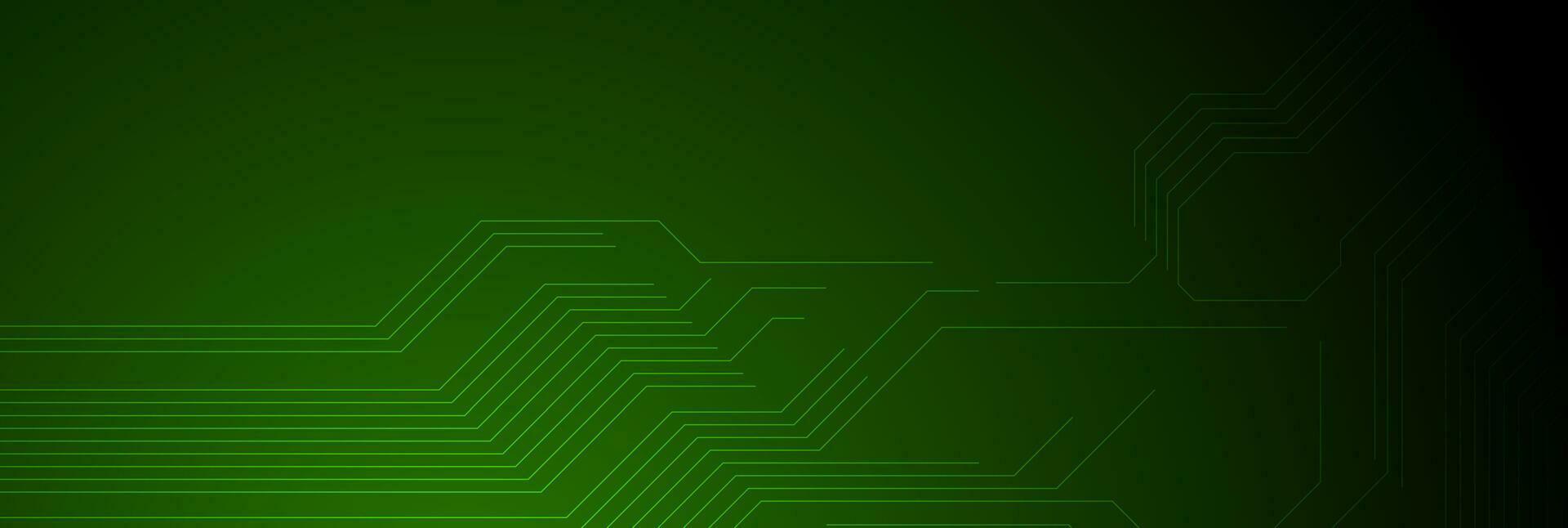 Dark green circuit board chip lines tech background vector
