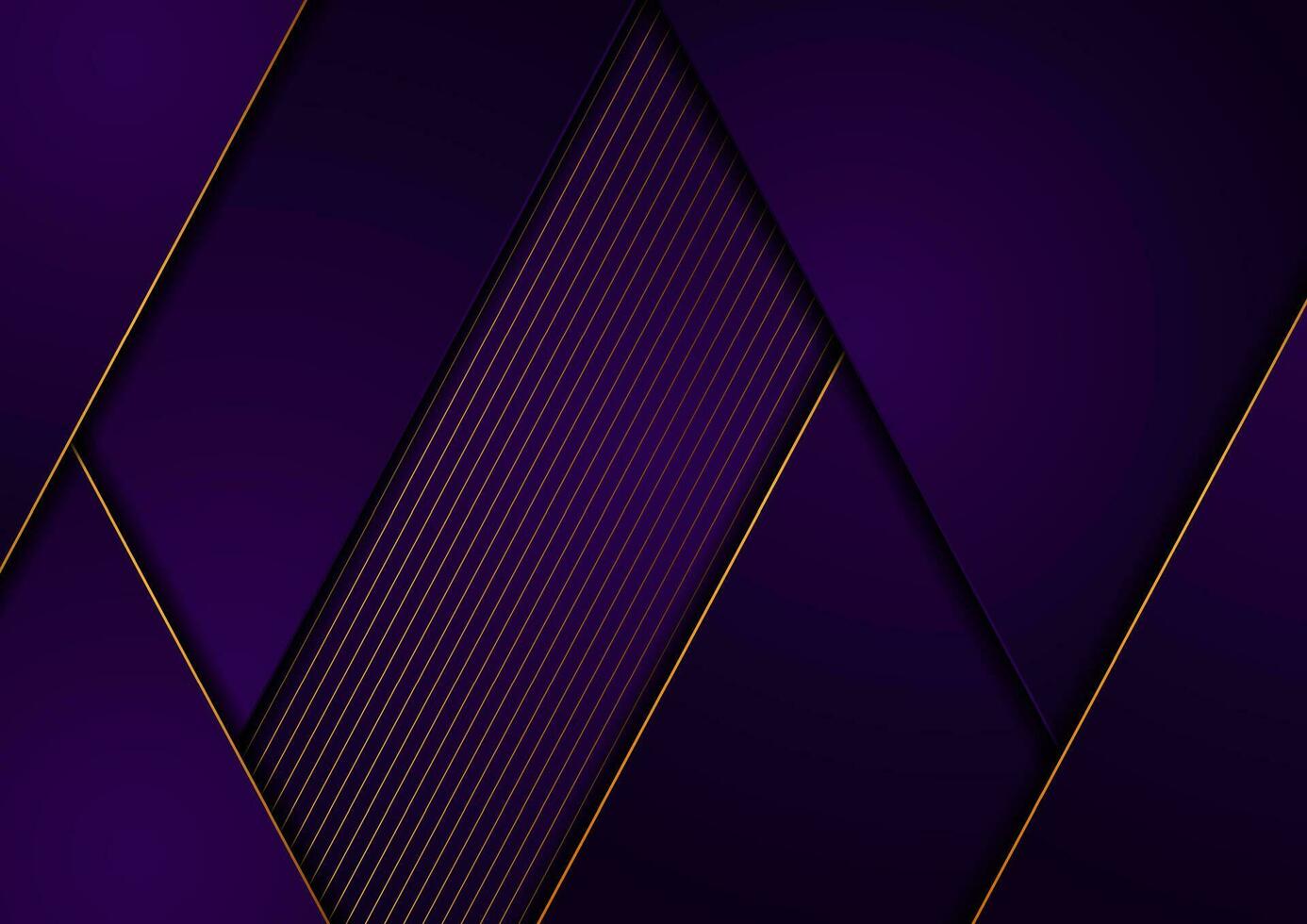 Dark violet and golden abstract tech geometric background vector