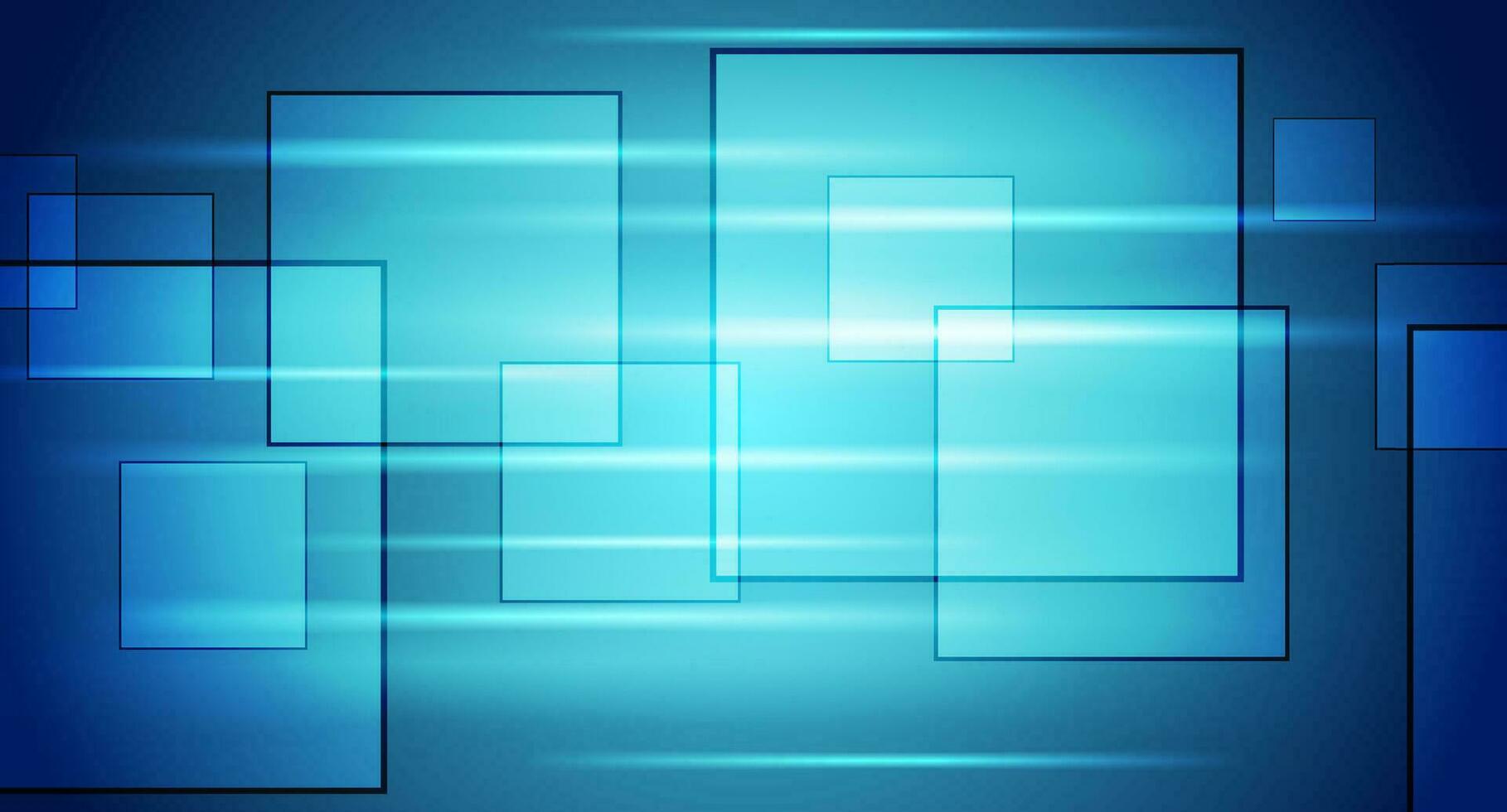 Abstract blue glowing tech background with squares vector