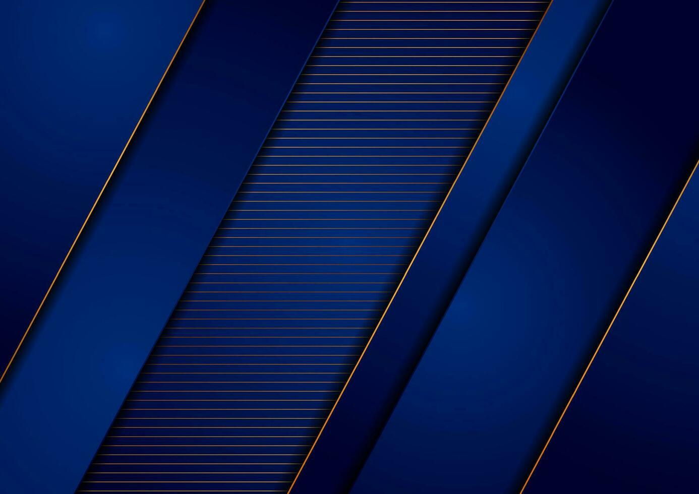 Dark blue and golden abstract tech geometric background vector