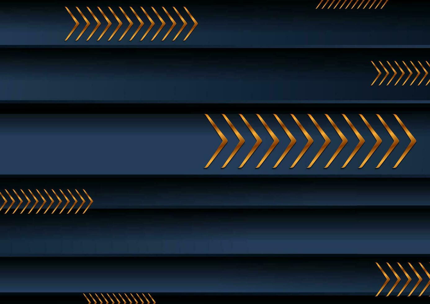 Dark blue striped background with golden arrows vector