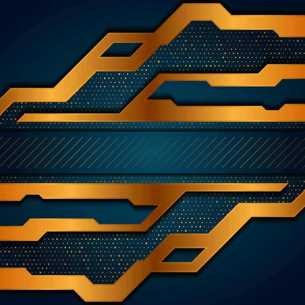 Abstract golden geometric stripes and dots modern background vector