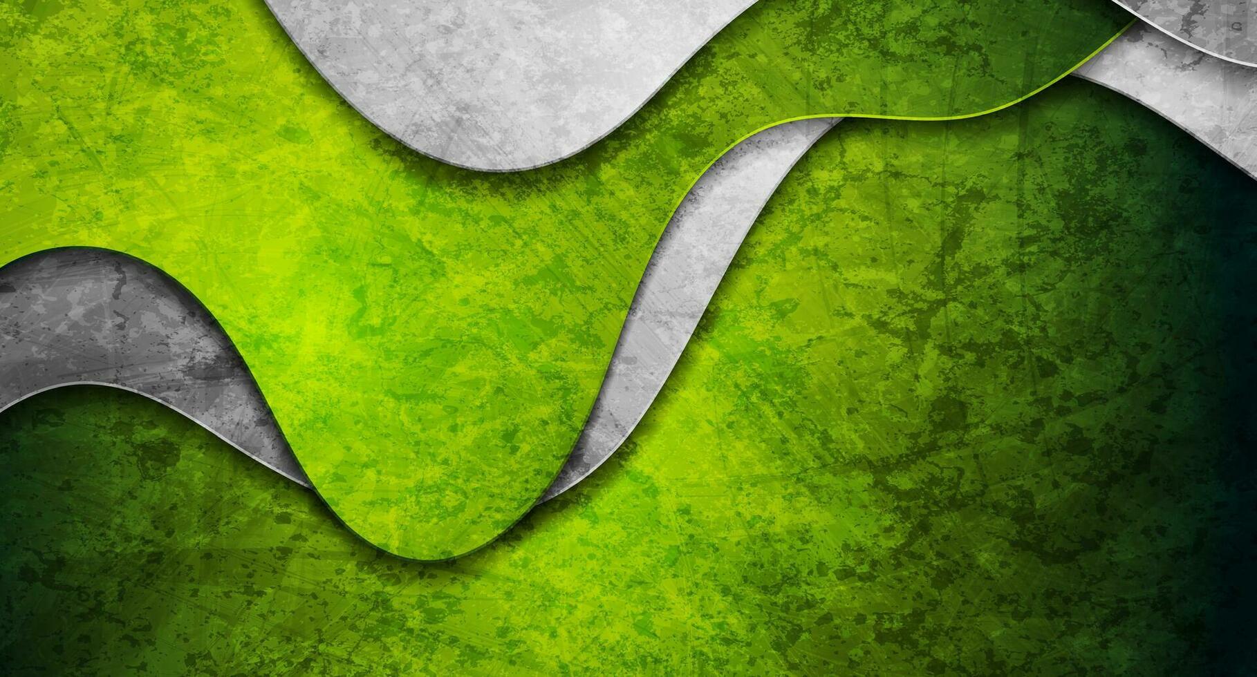 Green and grey abstract grunge corporate wavy background vector