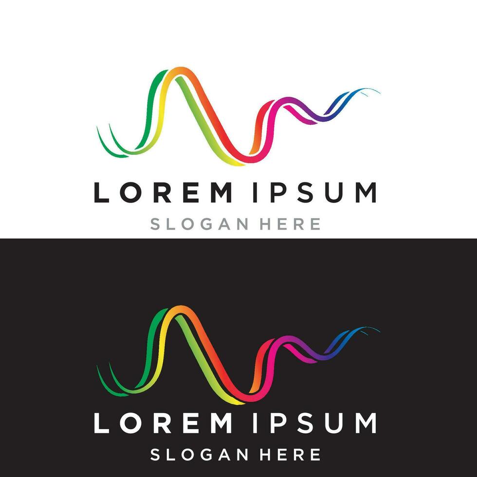 Rainbow pulse line sound wave  logo vector icon design