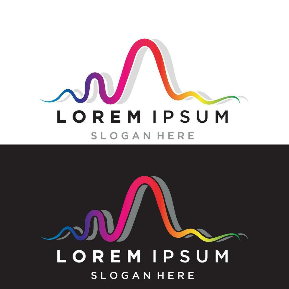 Rainbow pulse line sound wave  logo vector icon design