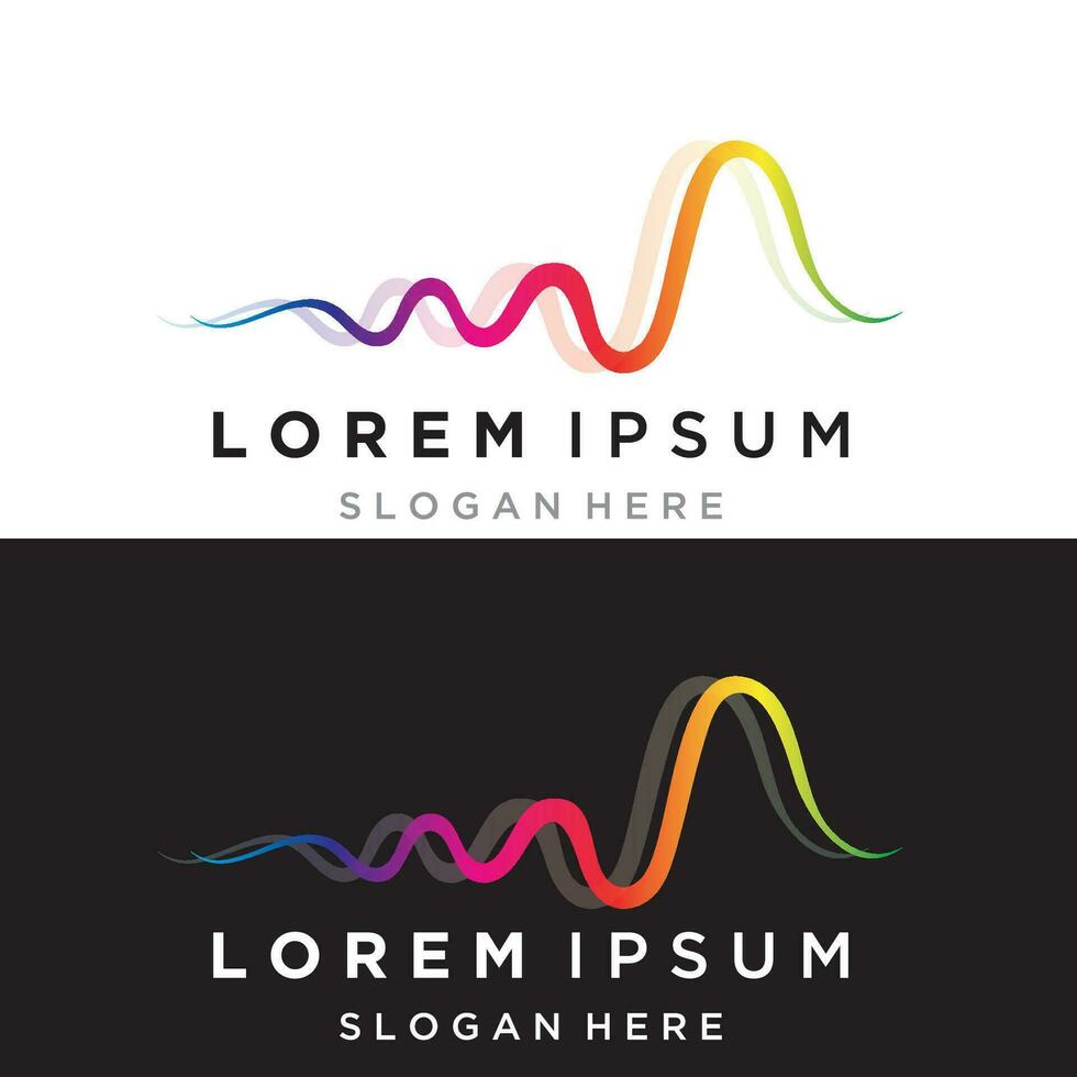 Rainbow pulse line sound wave  logo vector icon design