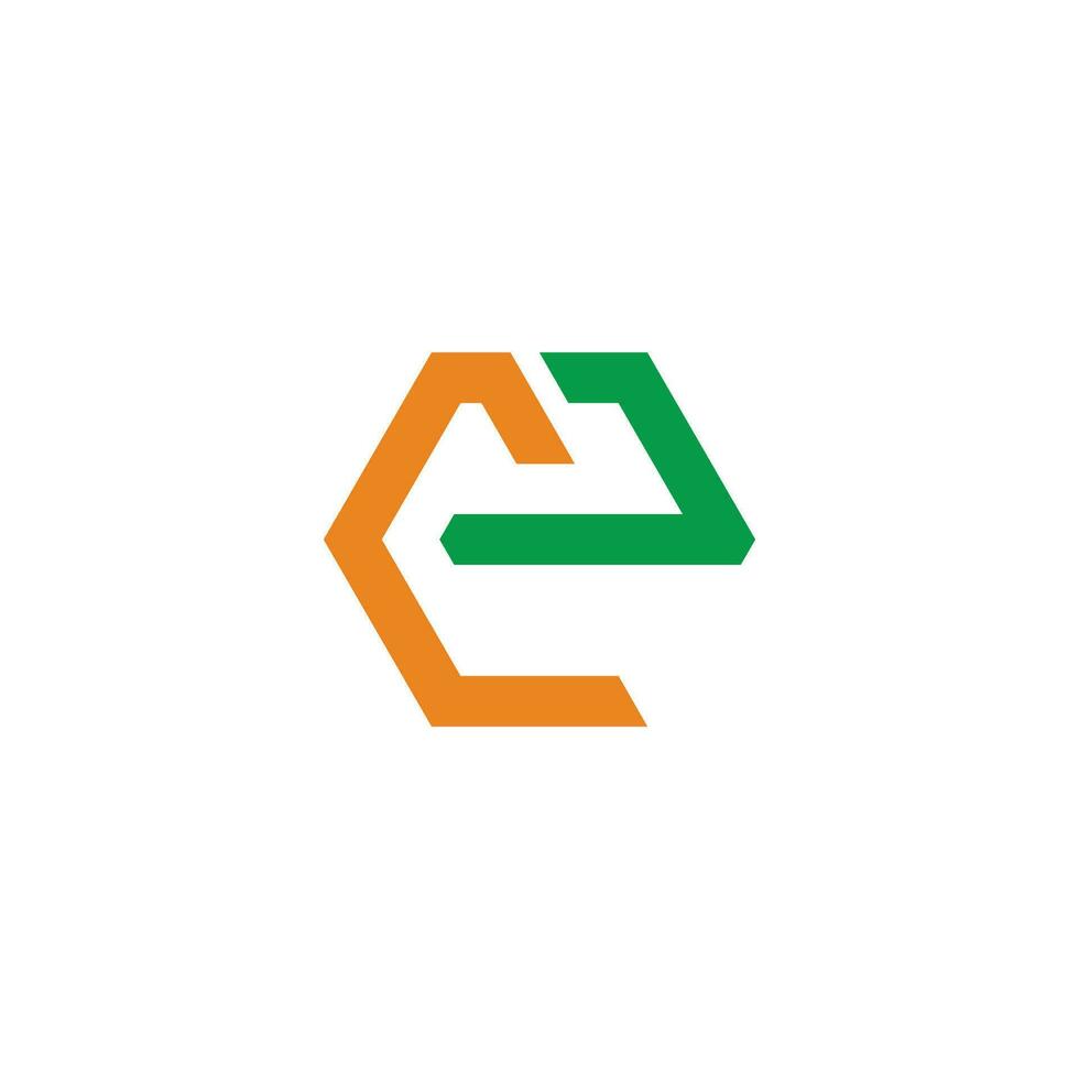 letter ec colorful hexagonal logo vector