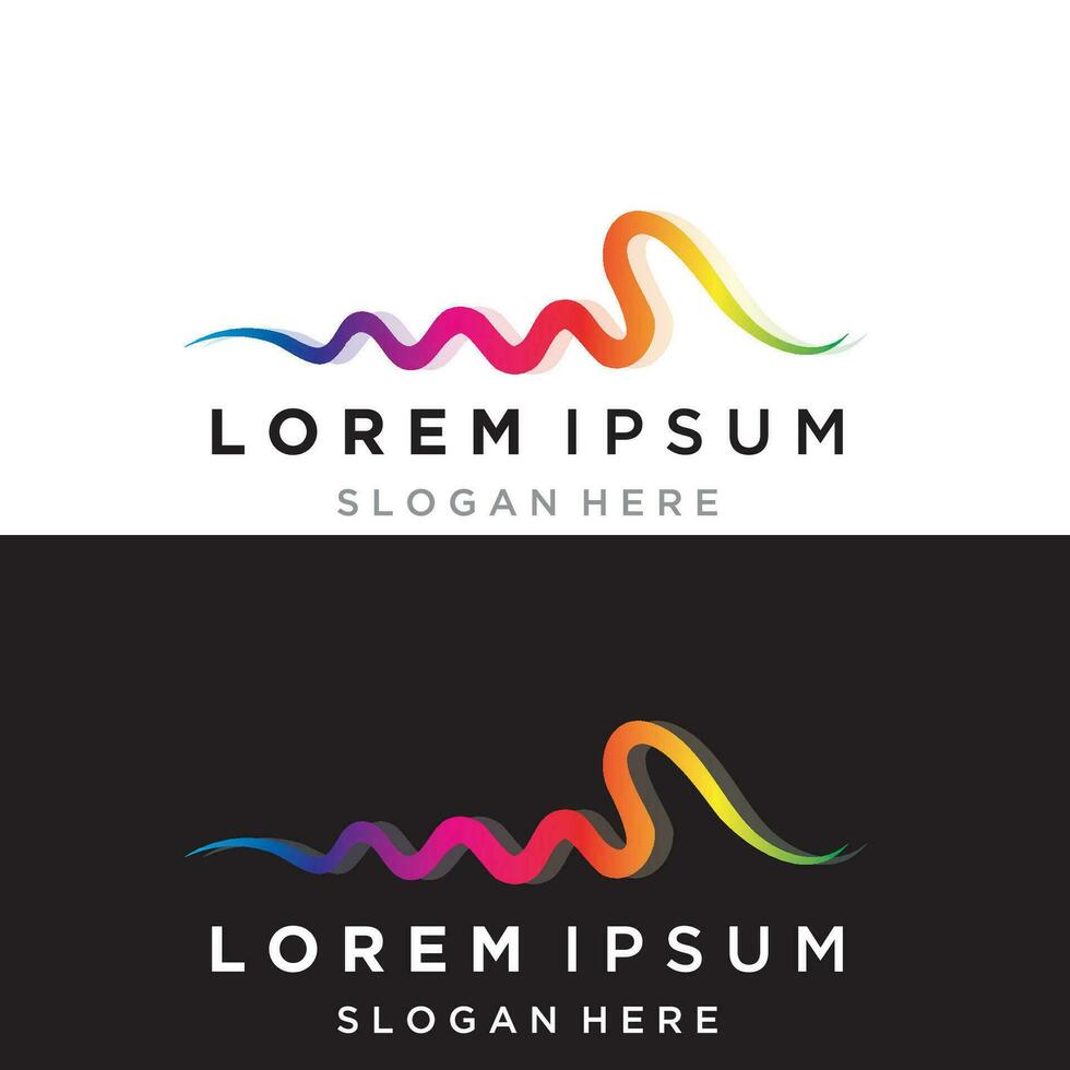 Rainbow pulse line sound wave  logo vector icon design