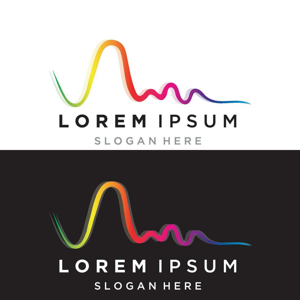 Rainbow pulse line sound wave  logo vector icon design