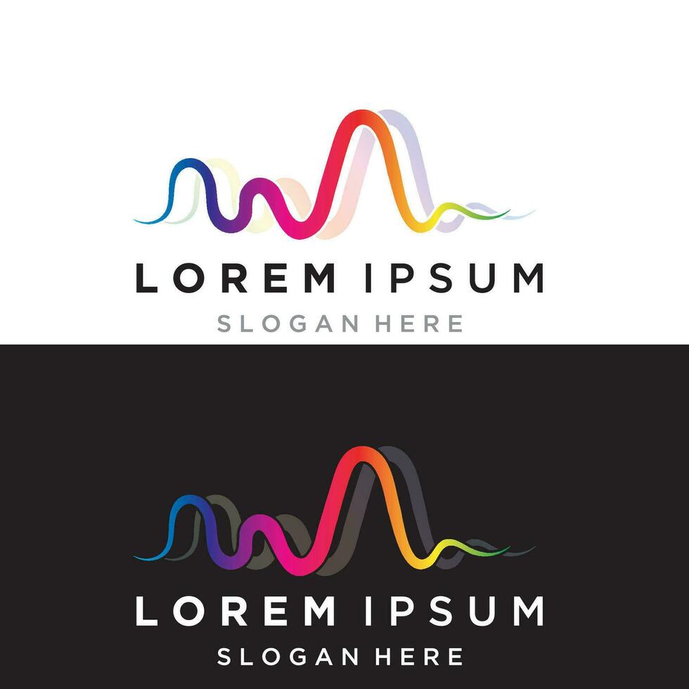 Rainbow pulse line sound wave  logo vector icon design
