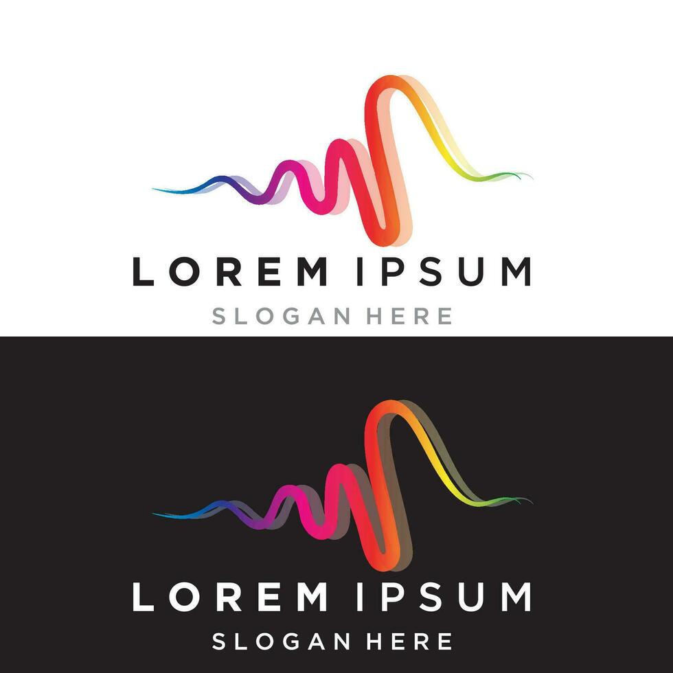 Rainbow pulse line sound wave  logo vector icon design