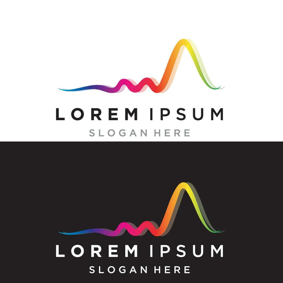 Rainbow pulse line sound wave  logo vector icon design