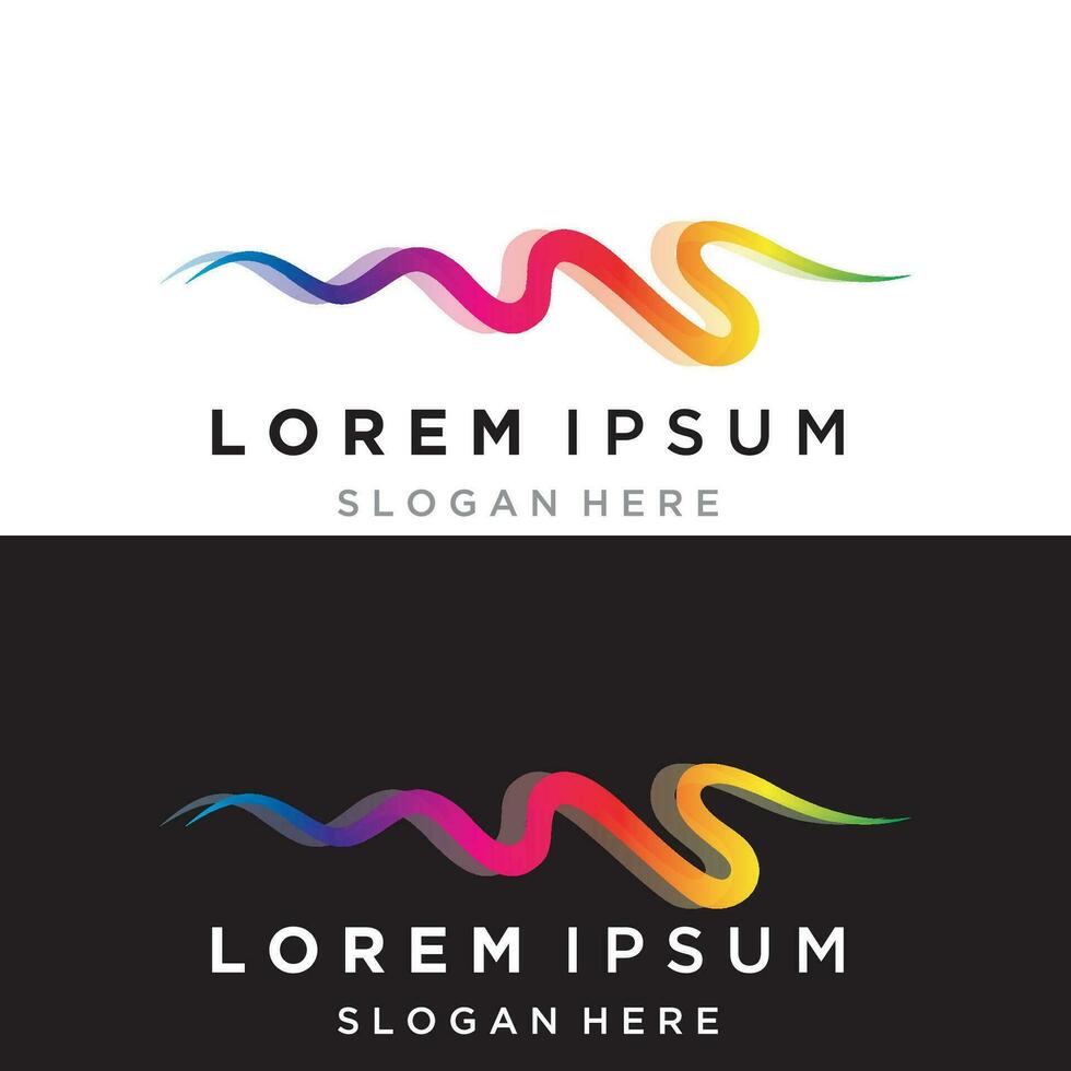 Rainbow pulse line sound wave  logo vector icon design