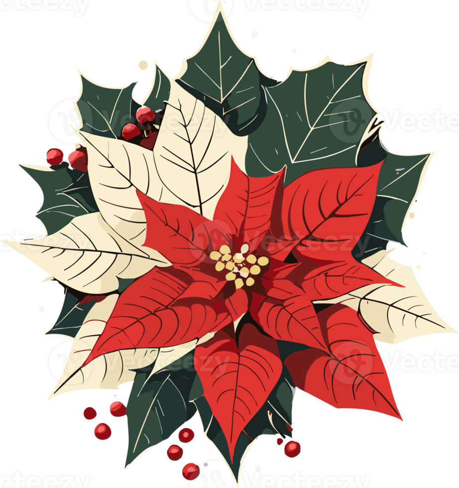 AI generated poinsettia clipart - christmas clipart png