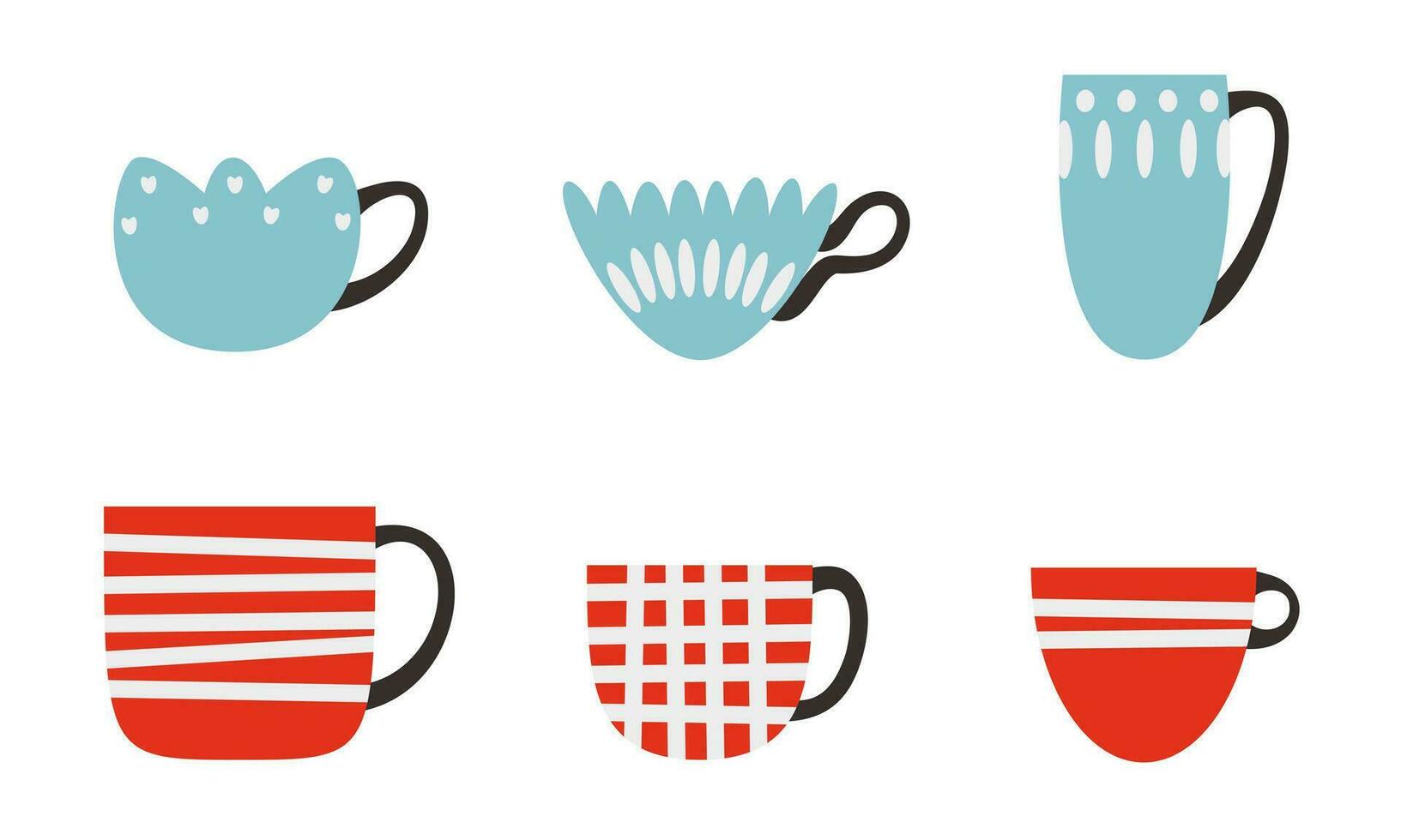 Set of different cups. vector