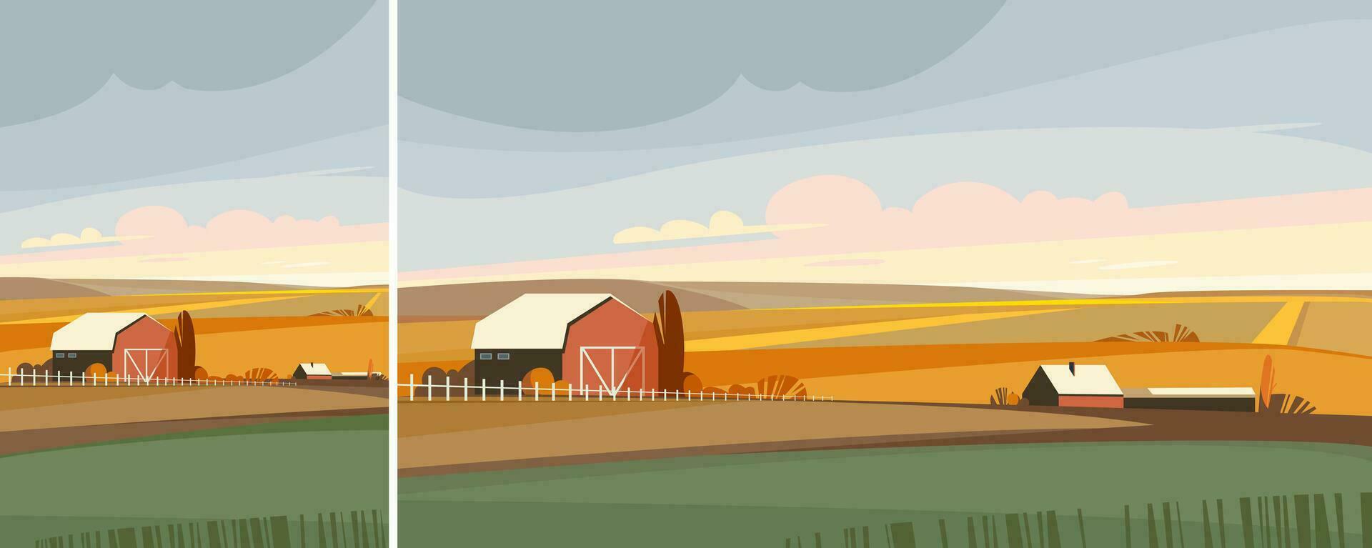 Farm in autumn season vector