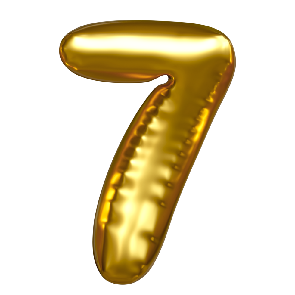Number seven, transparent golden balloon. For designing birthday cards Festivals and anniversaries png