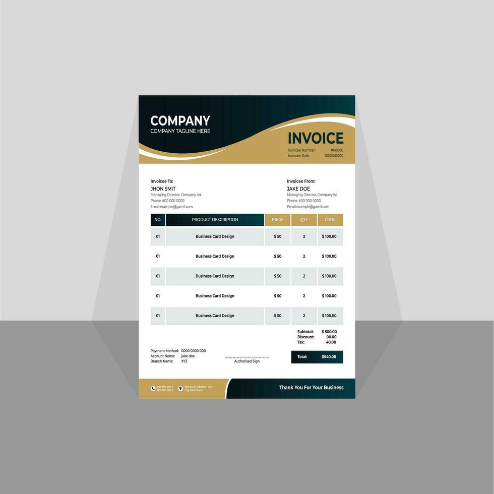 minimal invoice template vector design