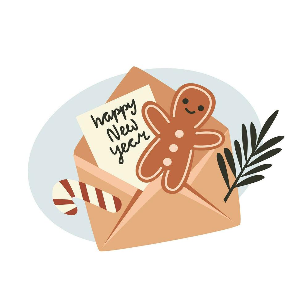Greeting letter with cookie winter illustration vector