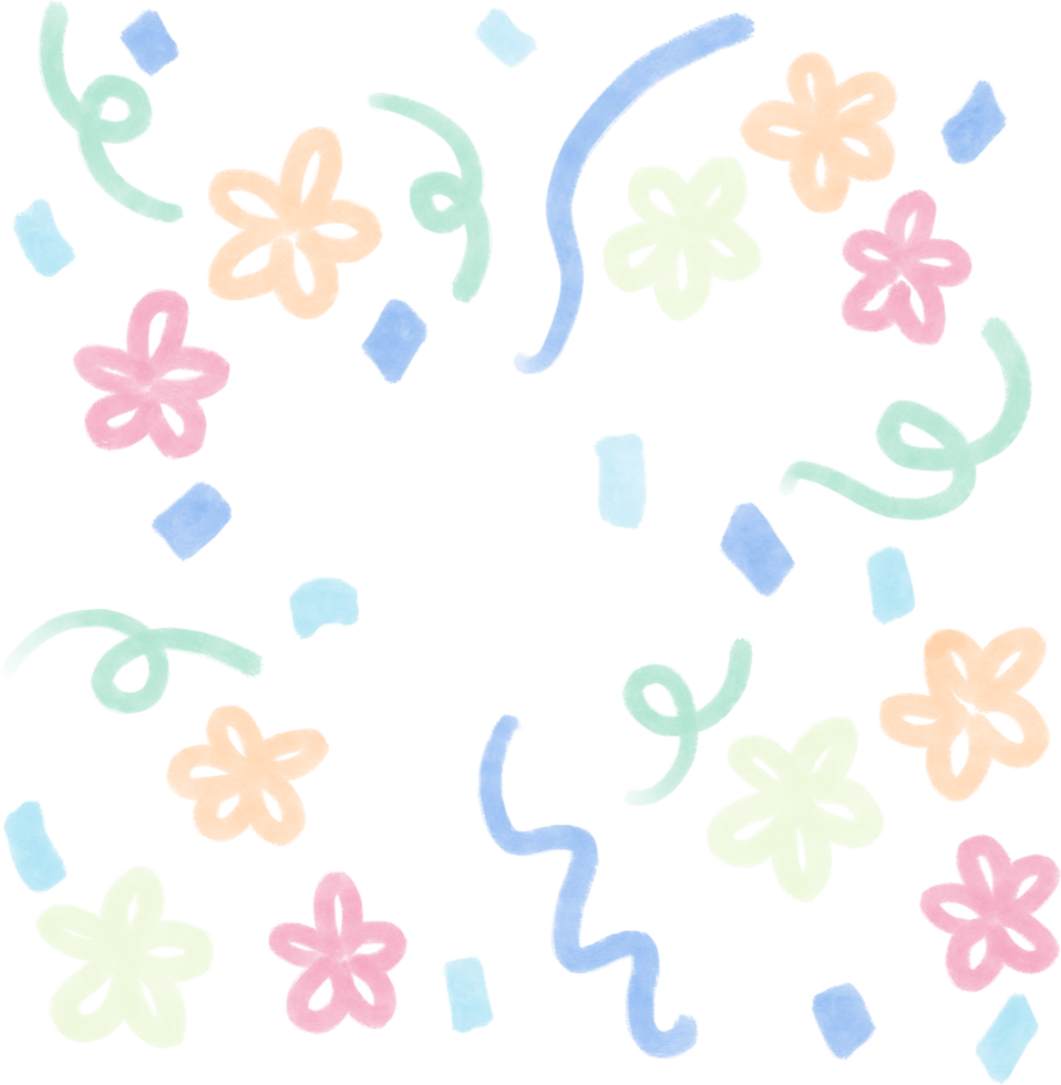 gouache illustratie pastel abstract confetti minimaal schattig stijl tekening behang png