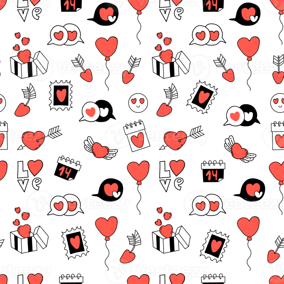 Seamless romantic valentine pattern. Love symbols png