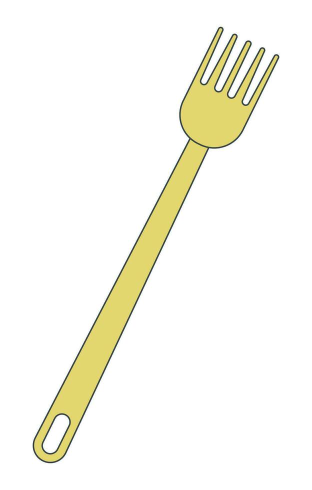 Fork utensil 2D linear cartoon object vector