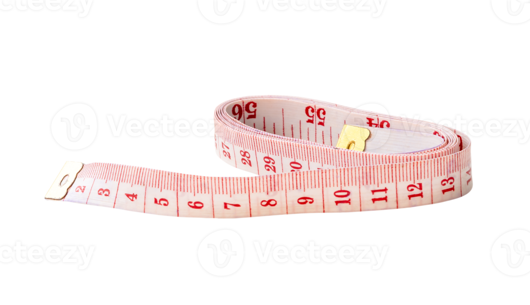 White tape measure with scale number isolated with clipping path in png file format