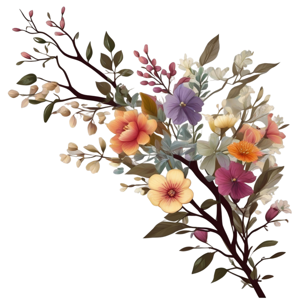 AI generated Free Elegant Flower Bouquet Watercolor Clipart Designs Transparent PNG Background, Generative Ai