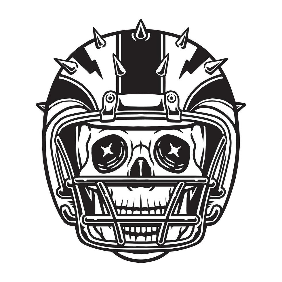 cráneo rugby mano dibujado ilustración vector
