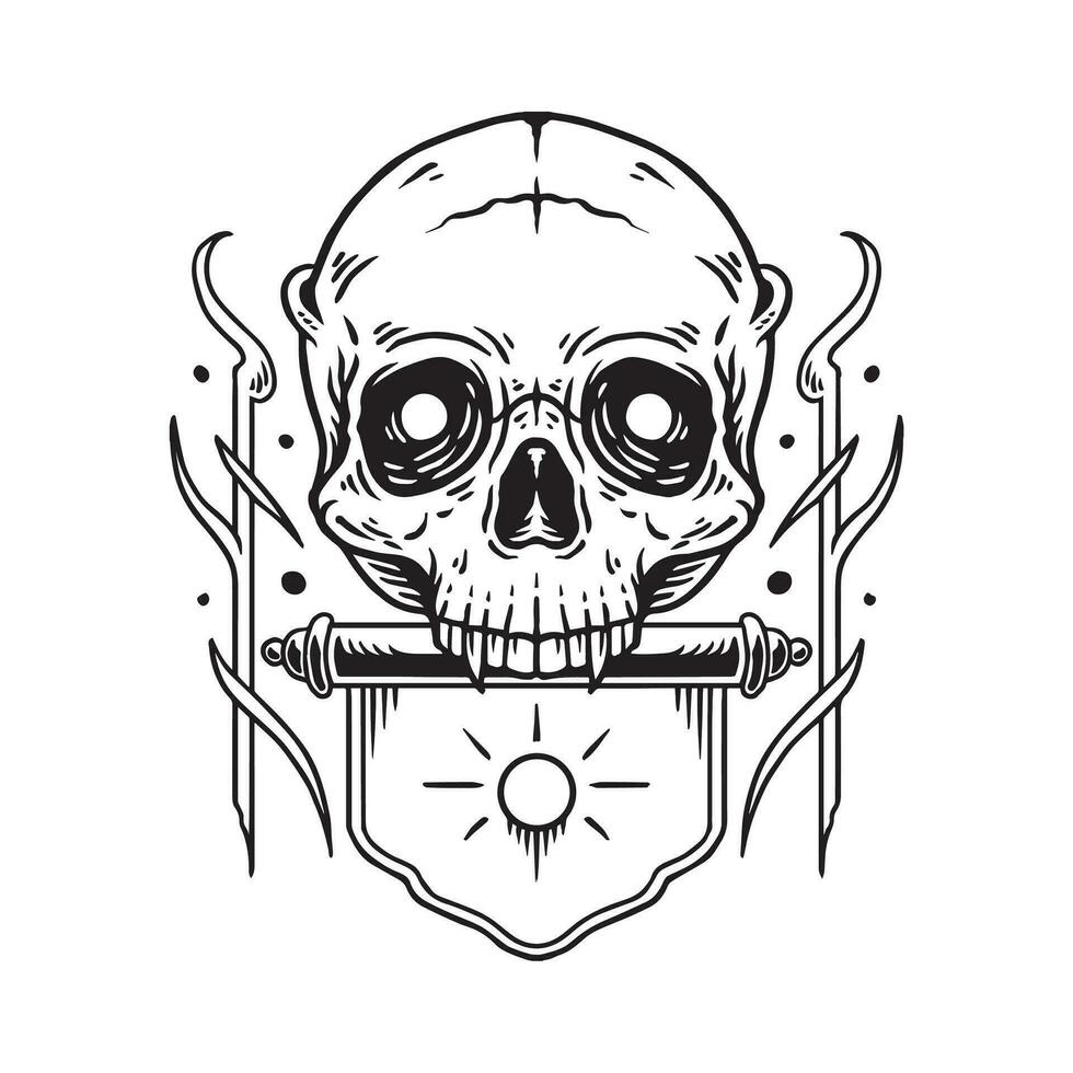 hand drawn skull illustration vector