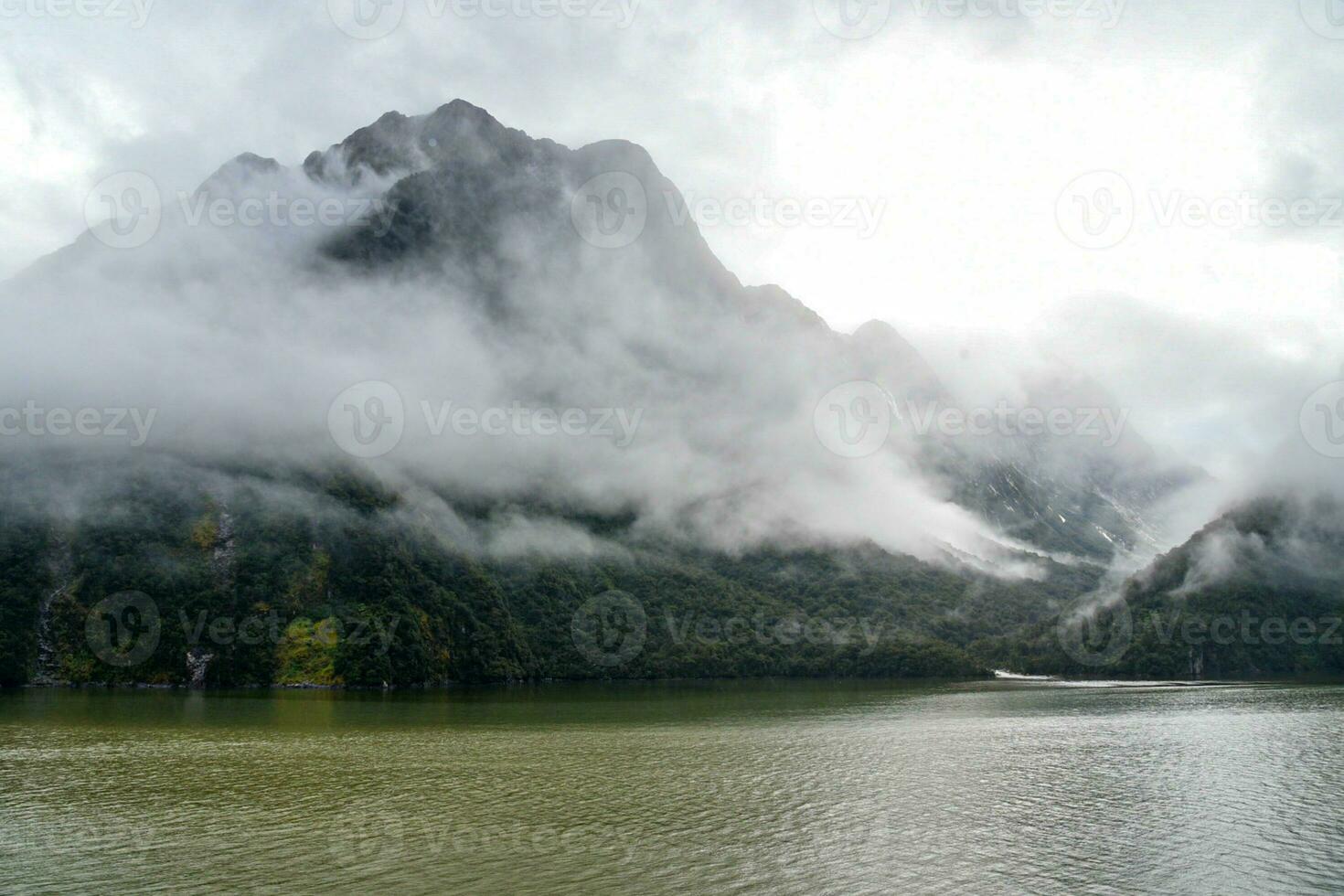 Stirling Falls in Milford Sound, part of Fiordland National Park, New Zealand photo