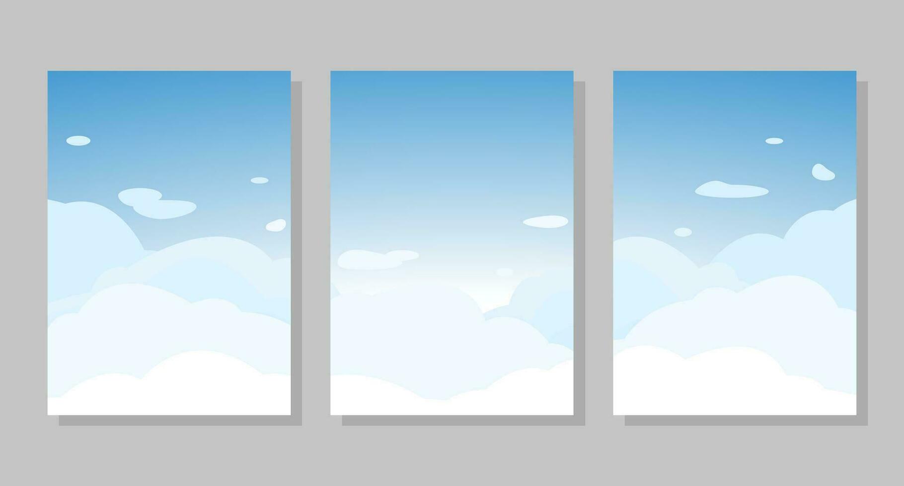 conjunto de cielo fondo, marcos Rizado nubes vector ilustración. social medios de comunicación bandera modelo para cuentos, publicaciones, blogs, tarjetas, invitaciones