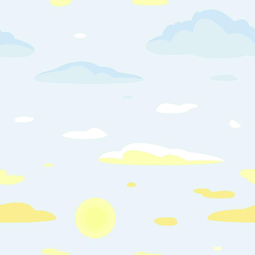 cielo sin costura modelo. amanecer y nubes vector ilustración para huellas dactilares, fondos de pantalla