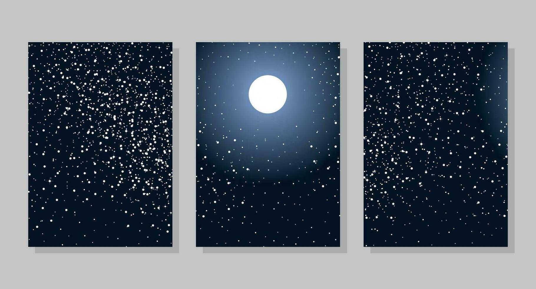 Set of night sky background, frames. Moon and stars. Vector illustration. Social media banner template for stories, posts, blogs, cards, invitations.