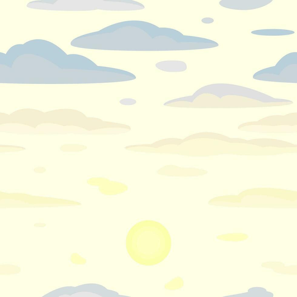 Sky seamless pattern. Dawn and clouds. Vector illustration for prints, wallpapers.