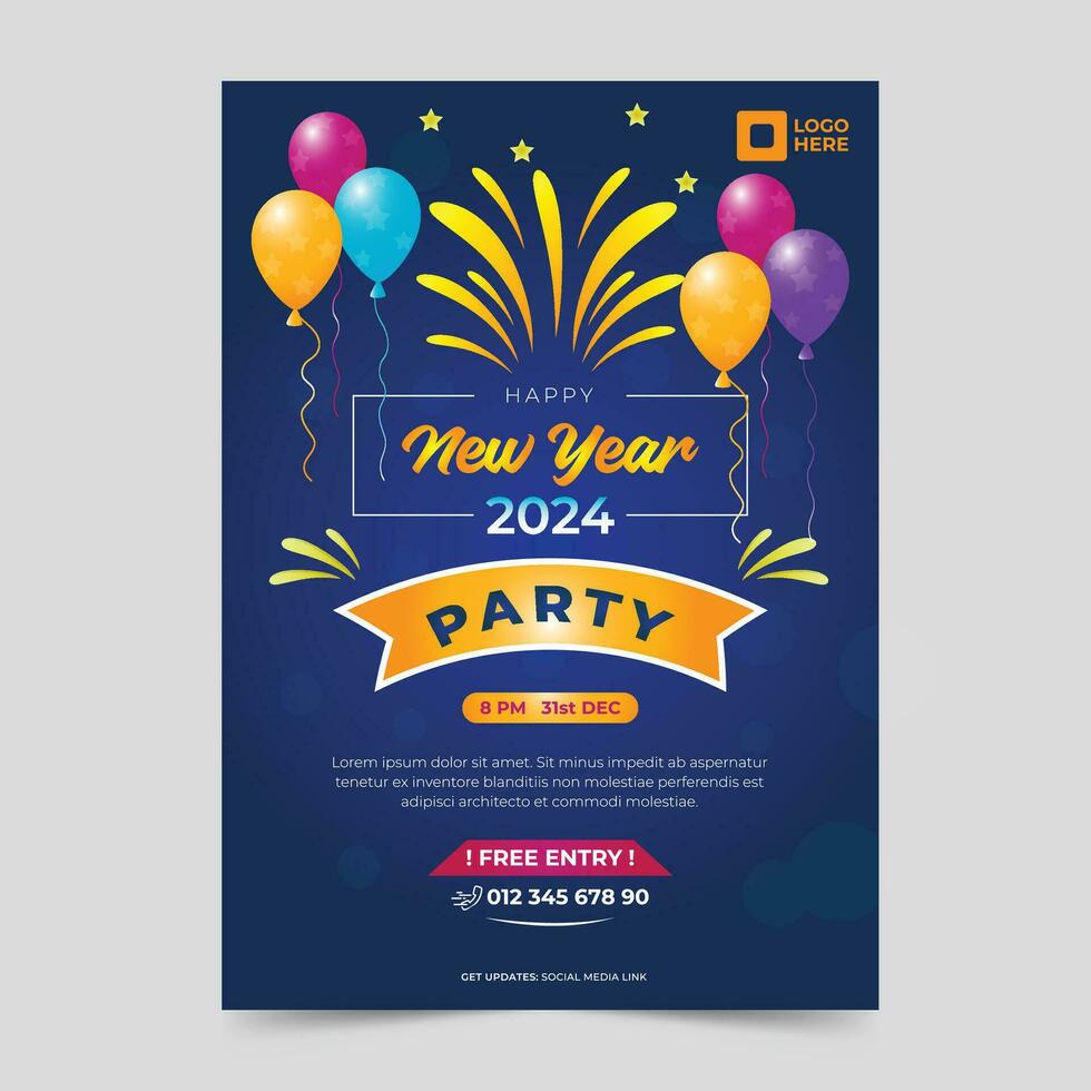 New Year party invitation poster, Banner for social media vector