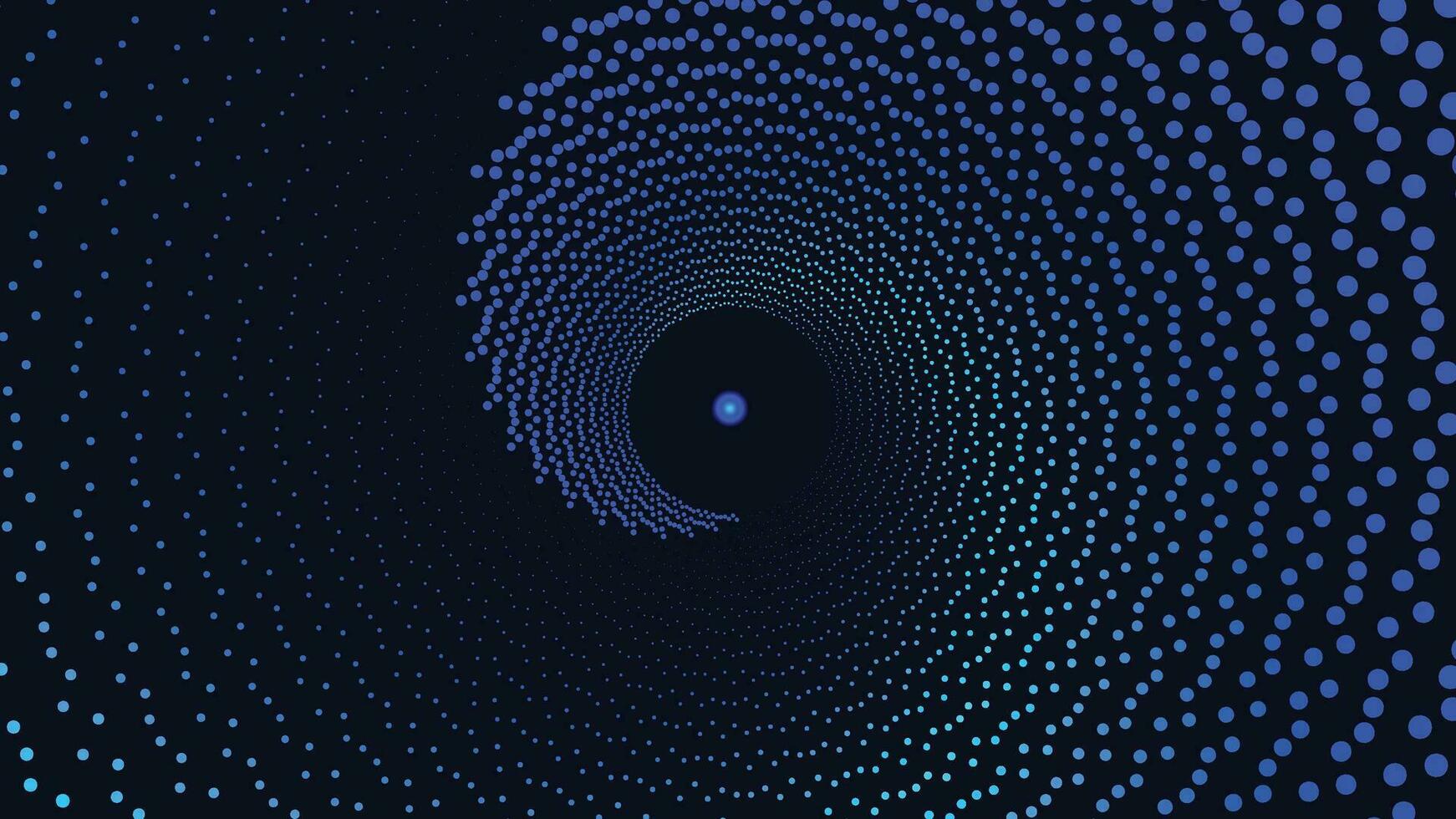 Abstract spiral round vortex style dotted sound background in dark blue color. vector