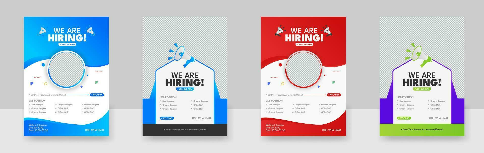 We are hiring flyer design. Job offer leaflet template. Job vacancy flyer poster template design, We Are Hiring Flyer Poster vector