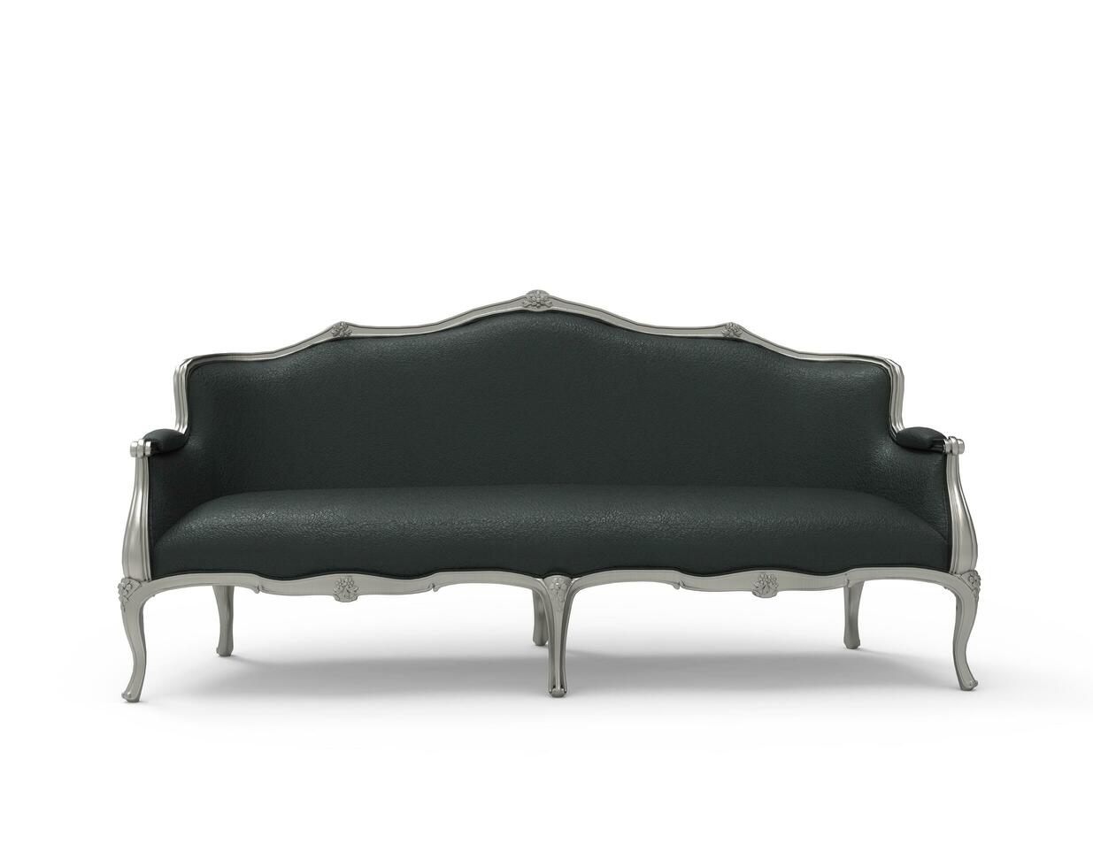 Classic Black Leather Sofa isolated on white background. Furniture Collecction photo