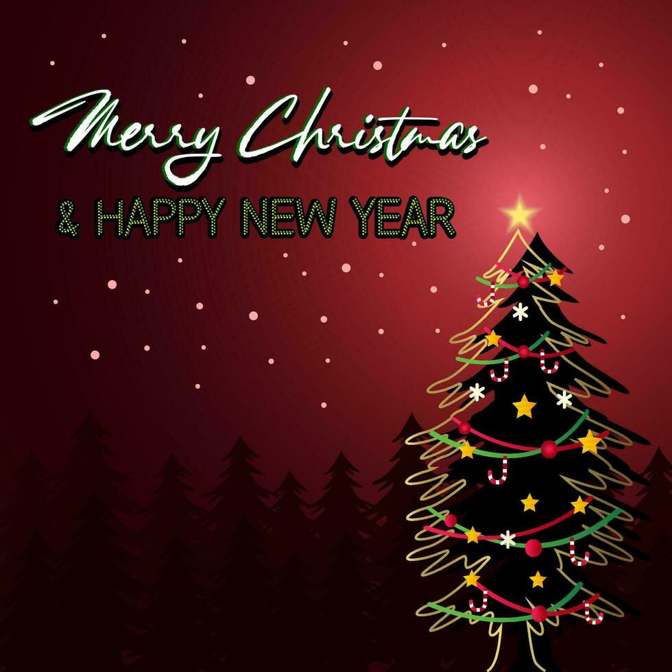 Merry Christmas and Happy New Year background.  Greeting card, banner, poster vector