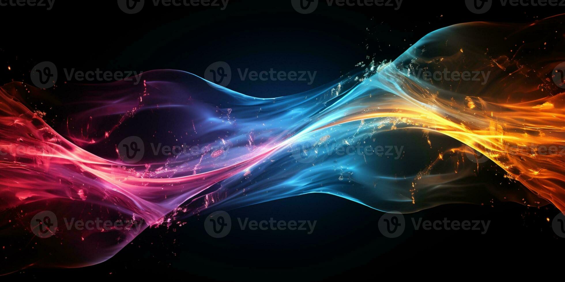 AI generated Abstract banner background design template on black background. Powered by Artificial Intelligence photo