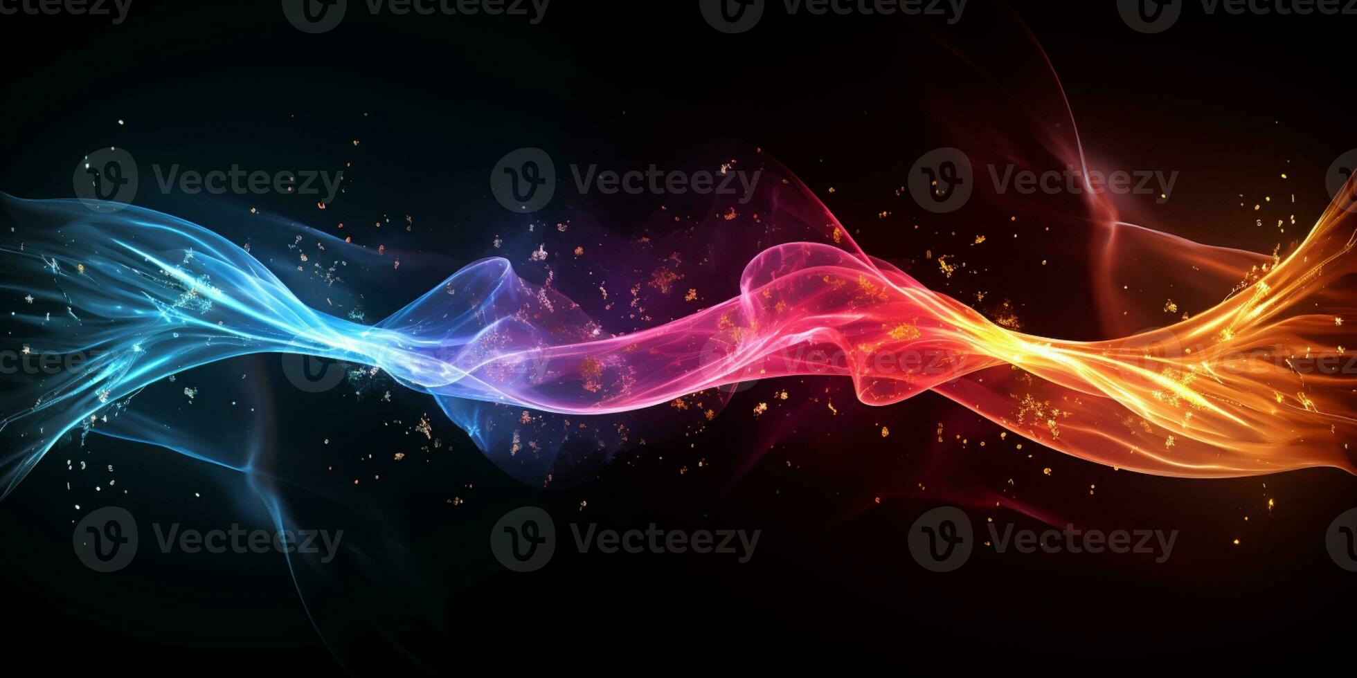 AI generated Abstract banner background design template on black background. Powered by Artificial Intelligence photo