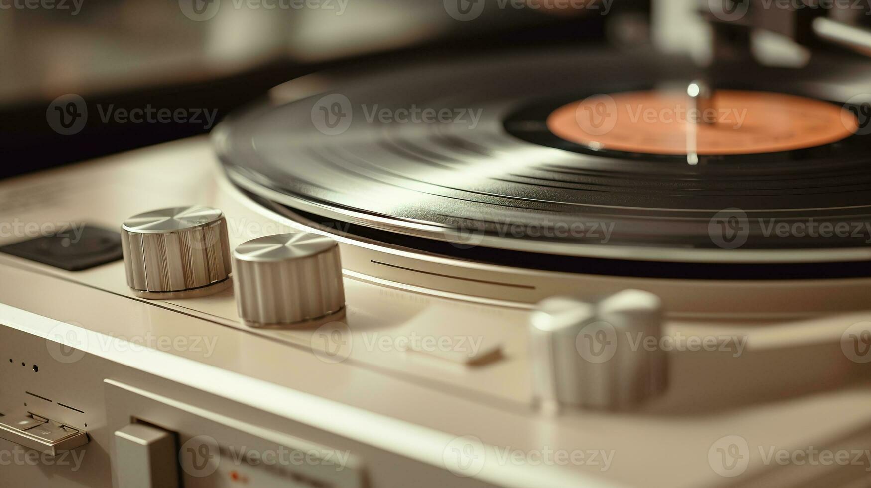 AI generated Generative AI, nostalgic retro vinyl recorder, vintage turntable player, muted colors, aesthetic photo