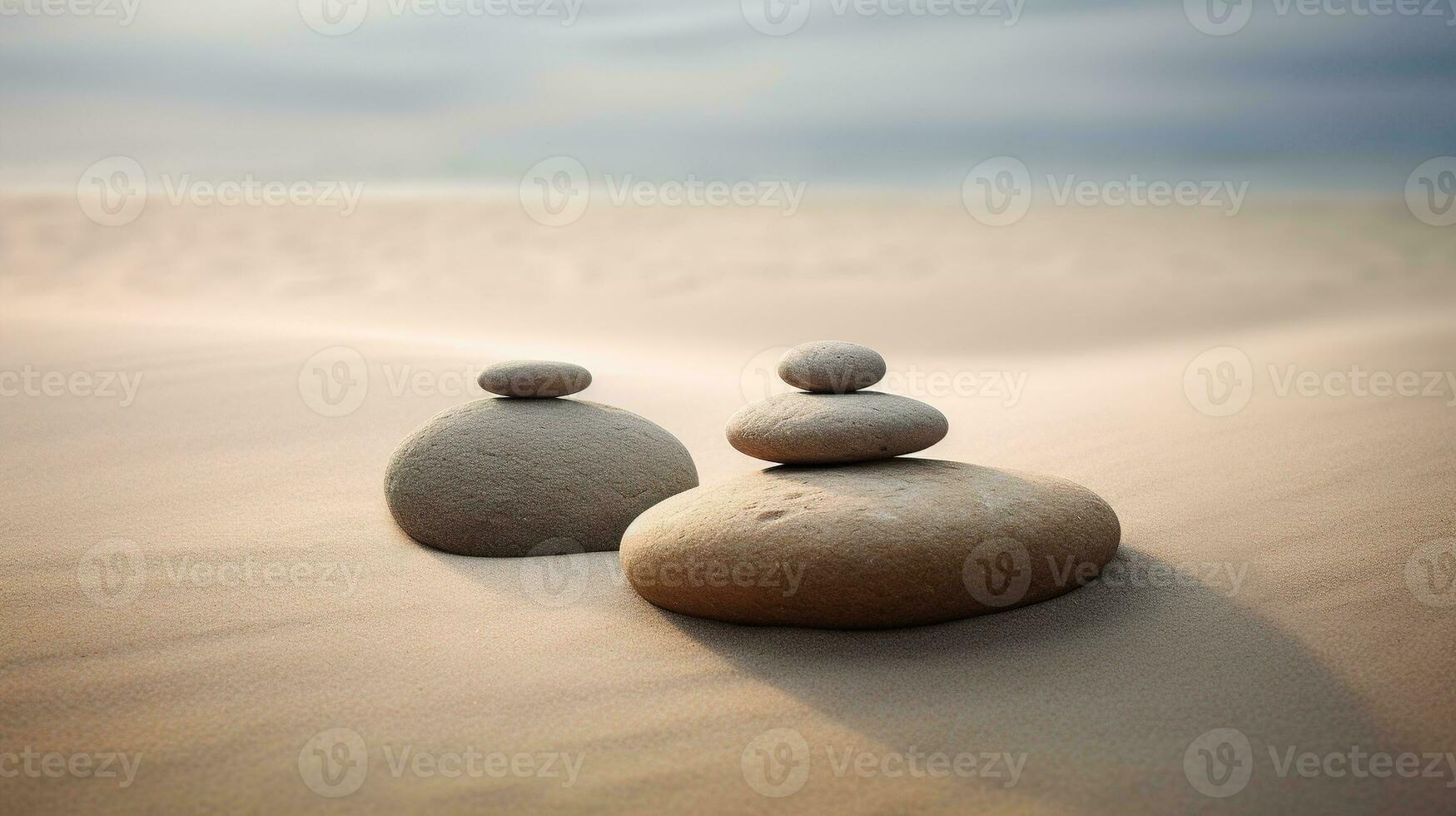 ai generado generativo ai, zen jardín con arena y piedras, hipnótico sencillo ilustración, calma relajarse y meditación concepto foto