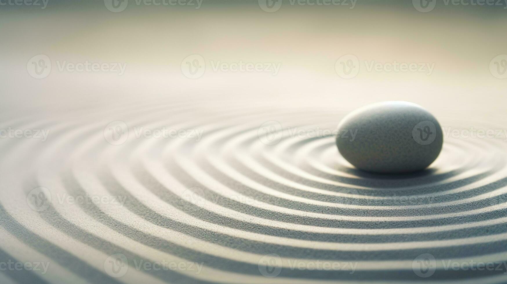 AI generated Generative AI, Zen garden with sand and stones, hypnotic simple illustration, calm relax and meditation concept photo