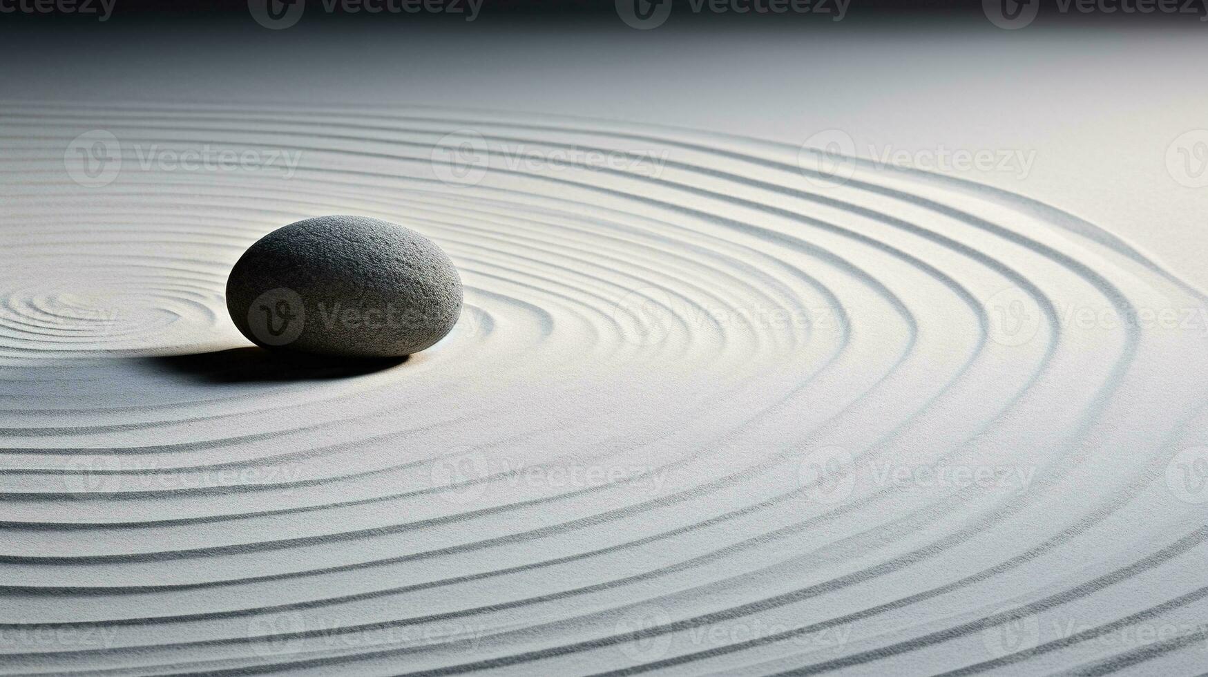 AI generated Generative AI, Zen garden with sand and stones, hypnotic simple illustration, calm relax and meditation concept photo