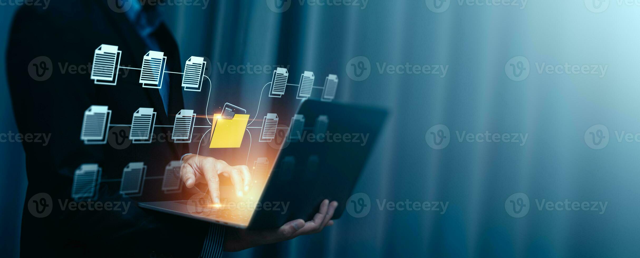 Document Management System concept. Enterprise content management, Digital asset management, Document imaging, Workflow, Records management, Online document file data software for efficient archiving. photo