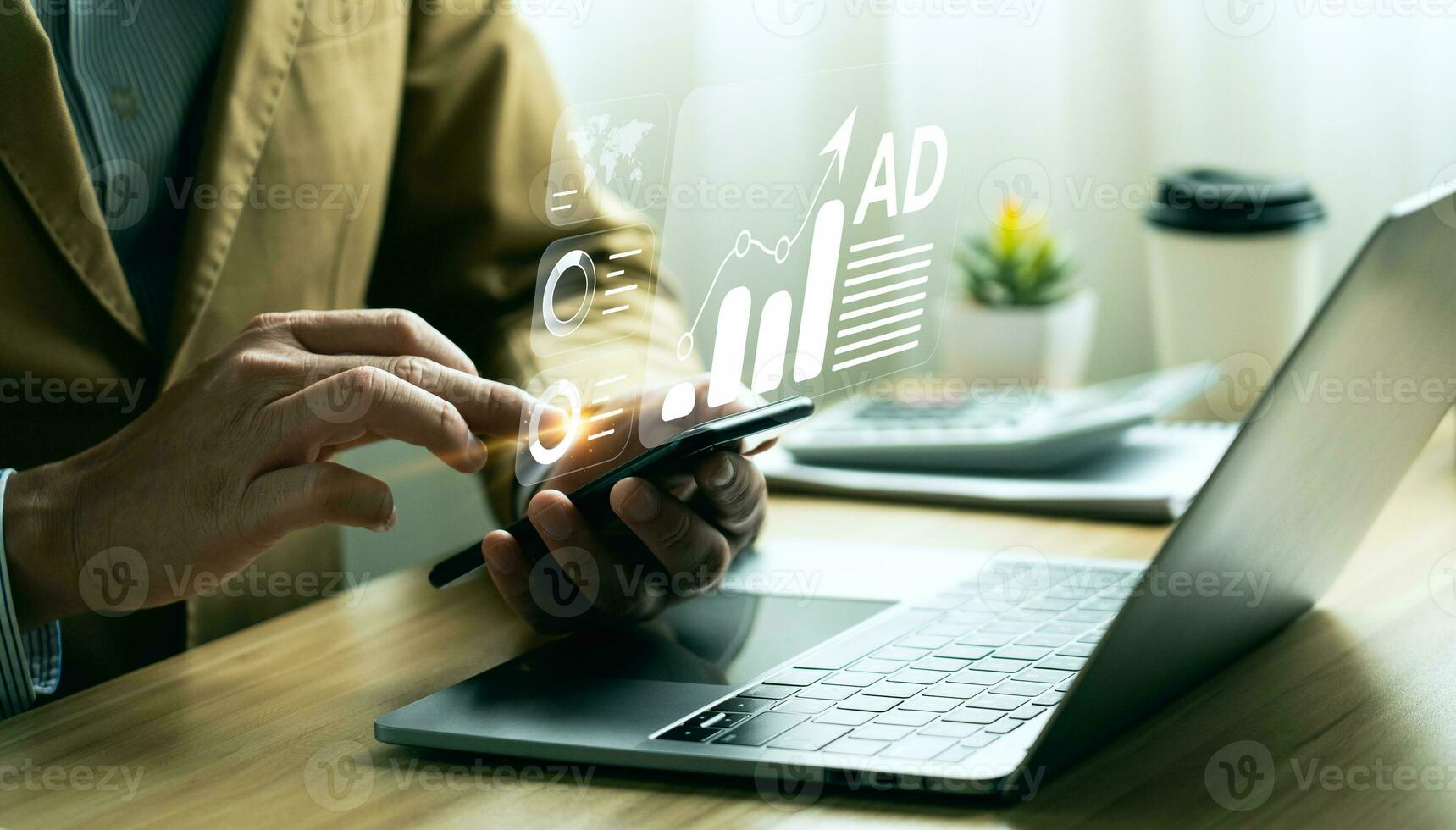 Digital marketing commerce online sale concept, Promotion of products or services through digital channels search engine, social media, email, website, Digital Marketing Strategies and Goals. SEO, PPC photo
