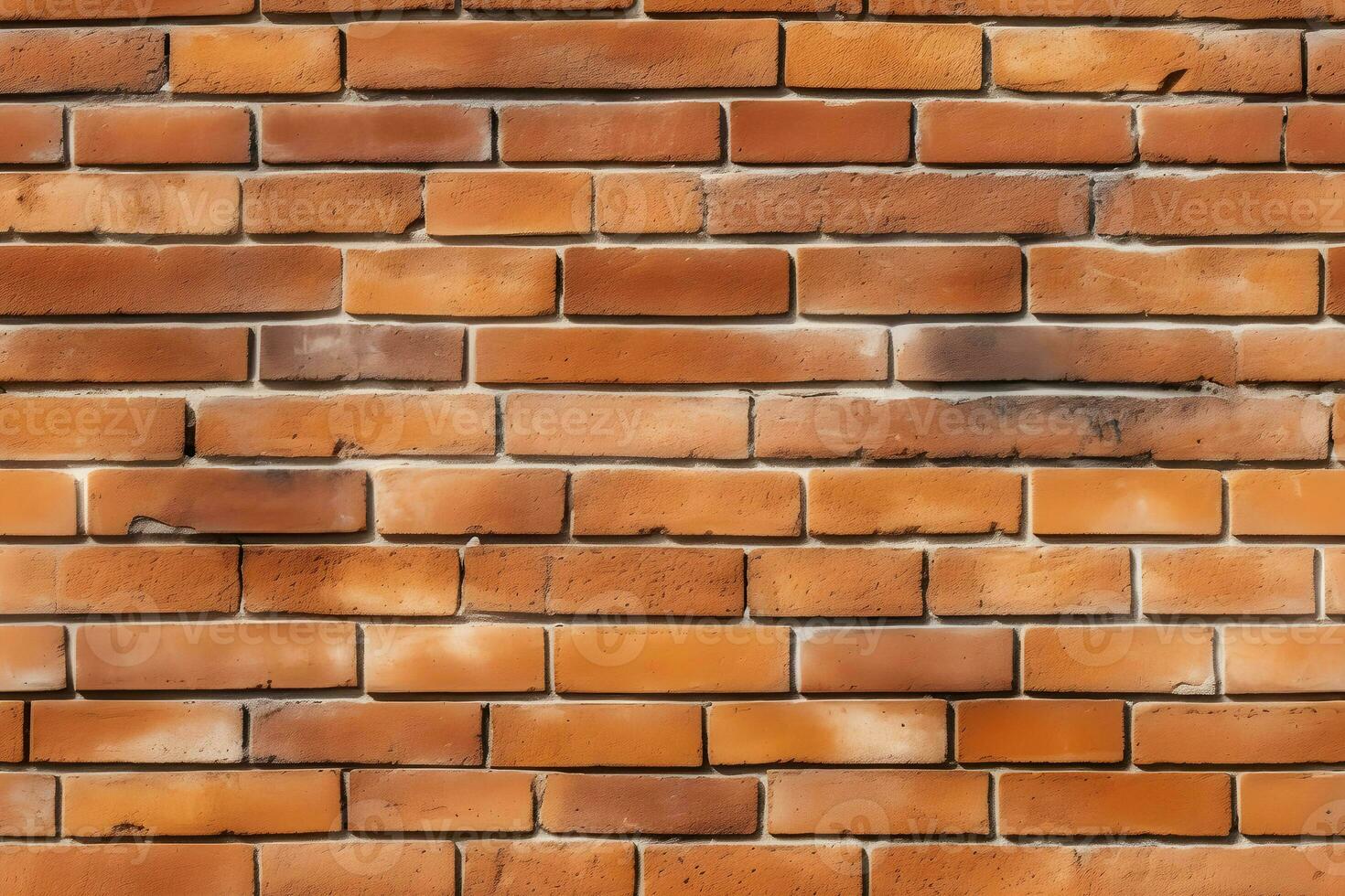 AI generated Background of orange old vintage brick wall seamless pattern. photo